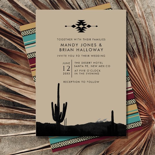 SouthWestern Summer Desert Cactus Wedding Kaart