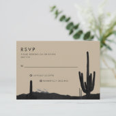 SouthWestern Summer Desert Cactus Wedding RSVP Kaartje (Staand voorkant)