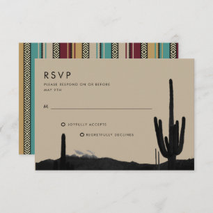 SouthWestern Summer Desert Cactus Wedding RSVP Kaartje