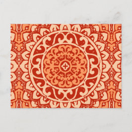Southwestern Sun Mandala Batik, koraal Sinaasappel Briefkaart