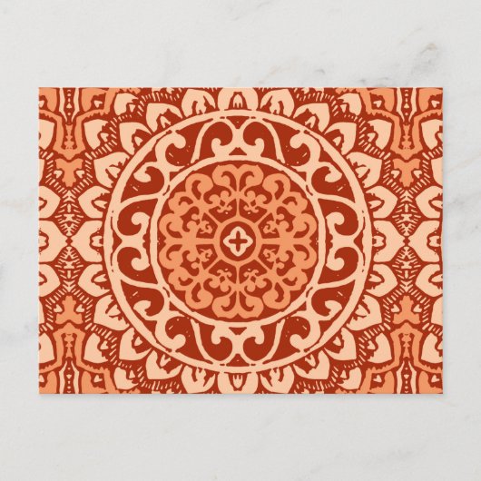 Southwestern Sun Mandala Batik, koraal Sinaasappel Briefkaart (Voorkant)
