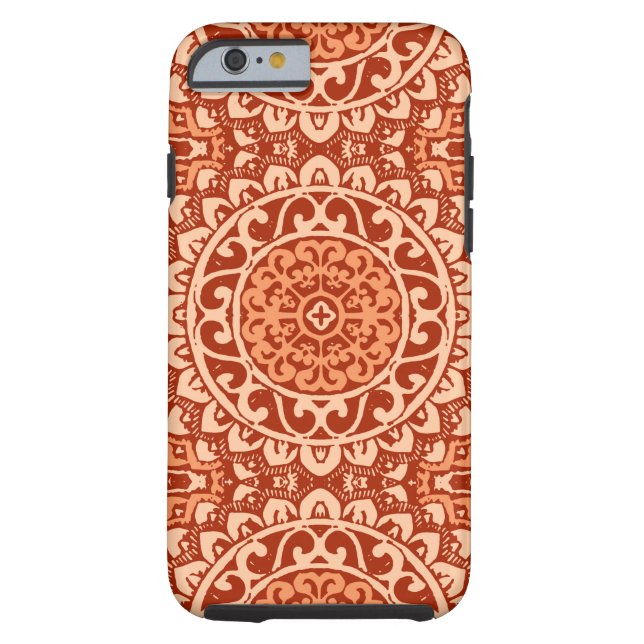 Southwestern Sun Mandala Batik, koraal Sinaasappel Case-Mate iPhone Hoesje (Achterkant)
