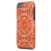 Southwestern Sun Mandala Batik, koraal Sinaasappel Case-Mate iPhone Hoesje (Achterkant Links)