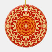 Southwestern Sun Mandala Batik, koraal Sinaasappel Keramisch Ornament (Achterkant)