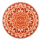 Southwestern Sun Mandala Batik, koraal Sinaasappel Keramische Knop (Voorkant)