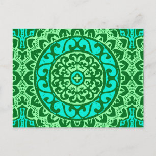 Southwestern Sun Mandala Batik, Lime Green Briefkaart