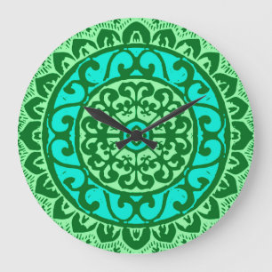 Southwestern Sun Mandala Batik, Lime Green Grote Klok