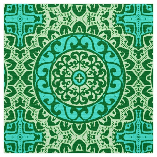 Southwestern Sun Mandala Batik, Lime Green Stof (Swatch)