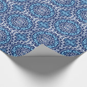 Southwestern Sun Mandala Batik, Navy Blue & White Cadeaupapier (Hoek)