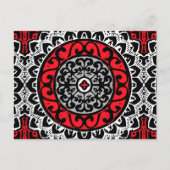 Southwestern Sun Mandala Batik, Red, Black & White Briefkaart (Voorkant)