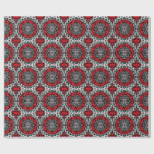 Southwestern Sun Mandala Batik, Red, Black & White Cadeaupapier (Vlak)