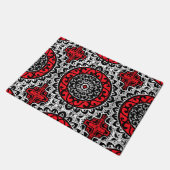 Southwestern Sun Mandala Batik, Red, Black & White Deurmat (Schuin)