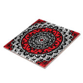 Southwestern Sun Mandala Batik, Red, Black & White Tegeltje (Zijkant)