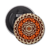 Southwestern Sun Mandala Batik, Rust & Brown Button Flesopener (Voorkant)