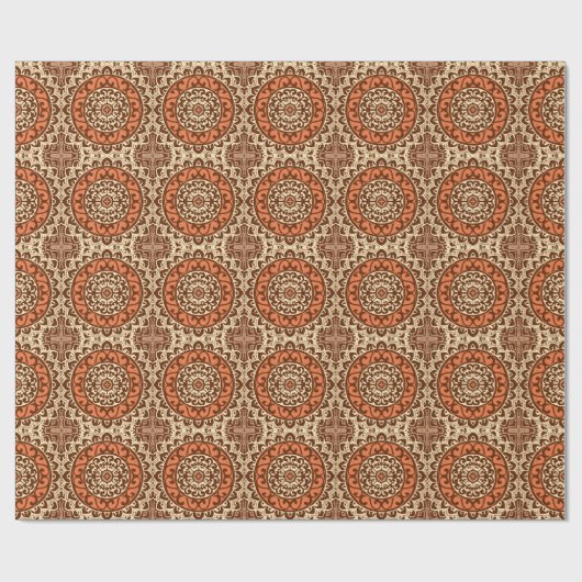 Southwestern Sun Mandala Batik, Rust & Brown Cadeaupapier (Vlak)