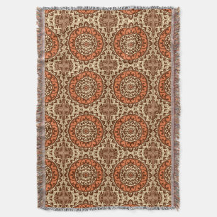 Southwestern Sun Mandala Batik, Rust & Brown Deken
