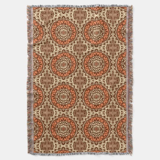 Southwestern Sun Mandala Batik, Rust & Brown Deken (Voorkant Verticaal)