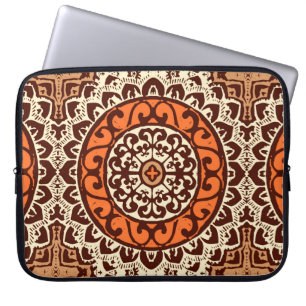 Southwestern Sun Mandala Batik, Rust & Brown Laptop Sleeve