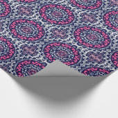 Southwestern Sun Mandala, Fuchsia, Navy & White Cadeaupapier (Hoek)