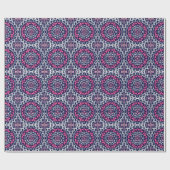 Southwestern Sun Mandala, Fuchsia, Navy & White Cadeaupapier (Vlak)