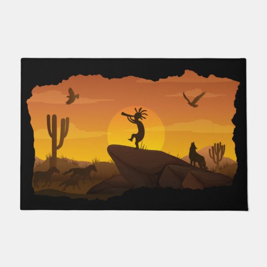 Southwestern Sunset Kokopelli Doormat Deurmat (Voorkant)