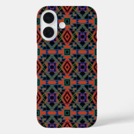 Southwestern Symmetrical Tiled Pattern Line Art iPhone 16 Hoesje
