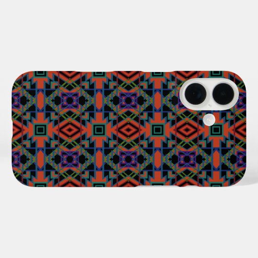 Southwestern Symmetrical Tiled Pattern Line Art Case-Mate iPhone Case (Achterkant (horizontaal))