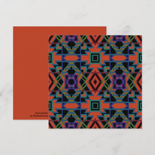 Southwestern Symmetrical Tiled Pattern Line Art Kaart (Voorkant / Achterkant)