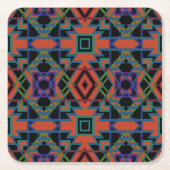 Southwestern Symmetrical Tiled Pattern Line Art Kartonnen Onderzetters (Voorkant)