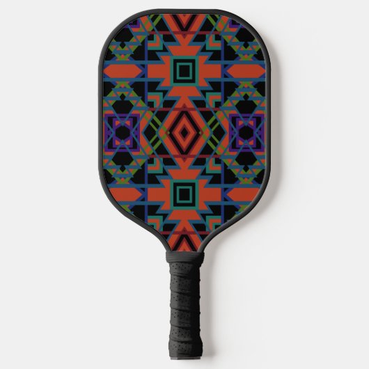 Southwestern Symmetrical Tiled Pattern Line Art Pickleball Paddle (Voorkant)
