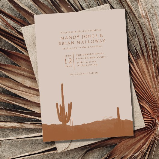 Southwestern Terracotta Desert Cactus Wedding Kaart