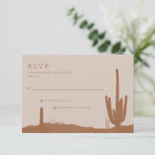 Southwestern Terracotta Desert Cactus Wedding RSVP Kaartje (Staand voorkant)