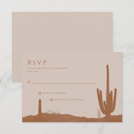 Southwestern Terracotta Desert Cactus Wedding RSVP Kaartje (Voorkant / Achterkant)