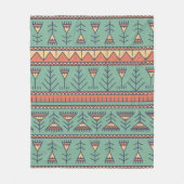 SouthWestern Tribal patroon Blue en brown. Fleece Deken (Voorkant)
