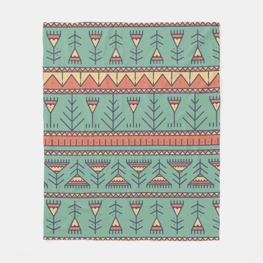 SouthWestern Tribal patroon Blue en brown. Fleece Deken (Voorkant)