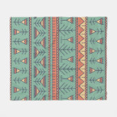 SouthWestern Tribal patroon Blue en brown. Fleece Deken (Voorkant (Horizontaal))