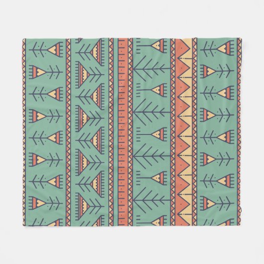 SouthWestern Tribal patroon Blue en brown. Fleece Deken (Voorkant (Horizontaal))