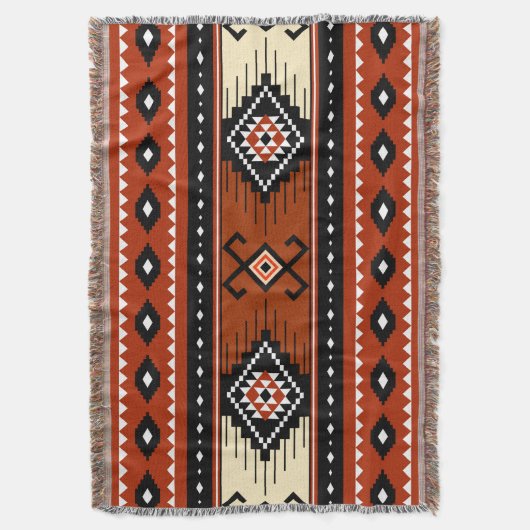 Southwestern Tribal Pattern Gooi Boho Deken (Voorkant Verticaal)