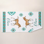 SouthWestern turquoise country horse custom gift Badhanddoek (Badhanddoek)