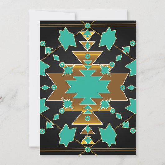 Southwestern Turquoise Gold & Black Uitnodigingen (Achterkant)