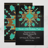 Southwestern Turquoise Gold & Black Uitnodigingen (Voorkant / Achterkant)