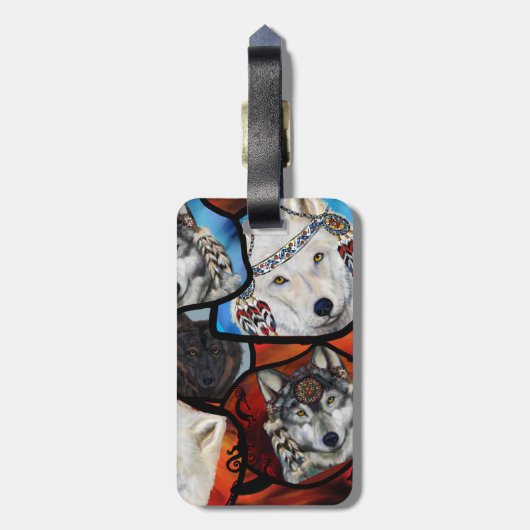 SOUTHWESTERN WOLF ART BAGAGELABEL (Achterkant verticaal)