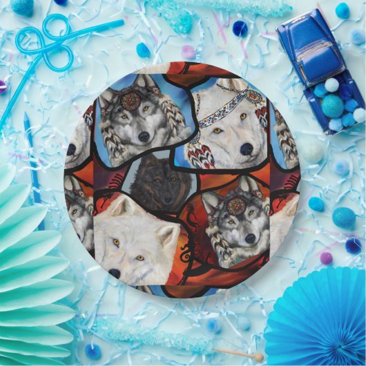 SOUTHWESTERN WOLF ART PAPIEREN BORDJE (Feest)