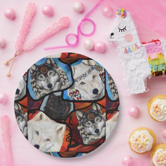 SOUTHWESTERN WOLF ART PAPIEREN BORDJE (Feest)