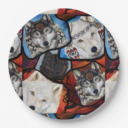 SOUTHWESTERN WOLF ART PAPIEREN BORDJE (Voorkant)