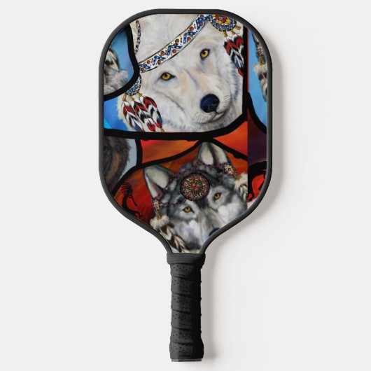 SOUTHWESTERN WOLF ART PICKLEBALL PADDLE (Voorkant)