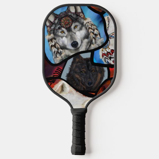 SOUTHWESTERN WOLF ART PICKLEBALL PADDLE (Achterkant)