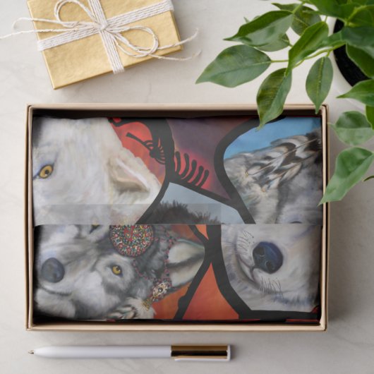 SOUTHWESTERN WOLF ART TISSUEPAPIER (Geschenk)