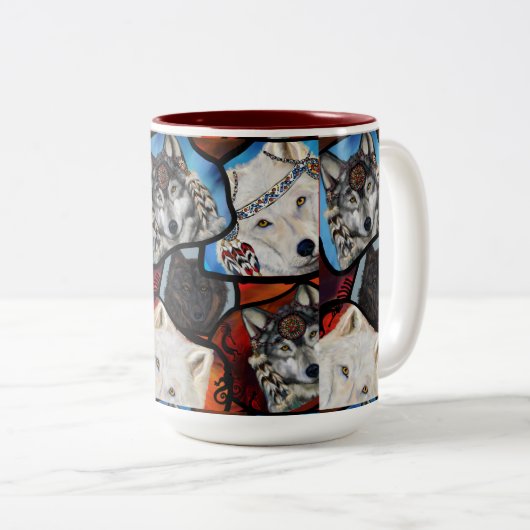 SOUTHWESTERN WOLF ART TWEEKLEURIGE KOFFIEMOK (Voorkant rechts)