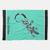 Southwestern Zee Green en Black Gecko Theedoek (Horizontaal)